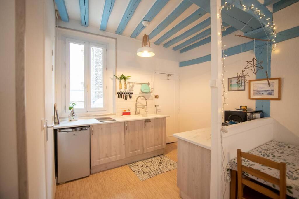 Blue Appartment With A Fireplace Dieppe Dış mekan fotoğraf